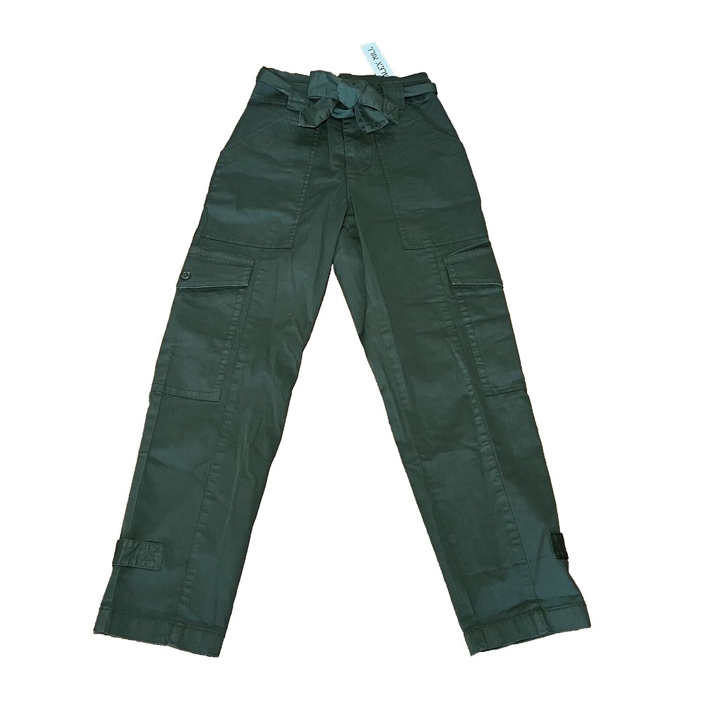 Alex Mill Women 0 Olive Green Belted Utility Chino Pants Cotton Workwear Trouser